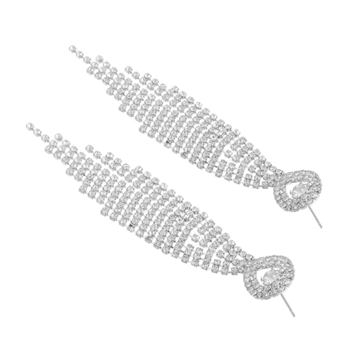 CAXUSD Strassbesetzte Lange Quasten Ohrringe Funkelnde Baumelohrringe Leichte Statement Ohrringe für Damen Party und Ball Schmuckaccessoires Modischer Abendohrring von CAXUSD