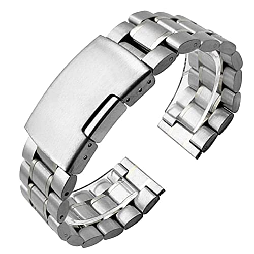 Uhrenarmband, Edelstahl-Armband 14 mm 16 mm 18 mm 19 mm 20 mm 21 mm 22 mm 24 mm 26 mm Armband aus Metall Armband (Farbe: Silber, Größe: 24 mm) von CAZARU