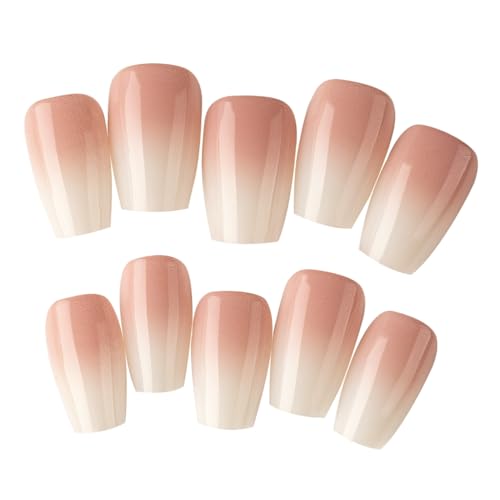 CAZSTYK 240 Spitzen/Box Nägel zum Aufkleben, lange Sarg-Press-on-Nägel für Frauen, rosa und weiß, künstliche Nägel, DIY-Nägel, Kunstdekoration von CAZSTYK