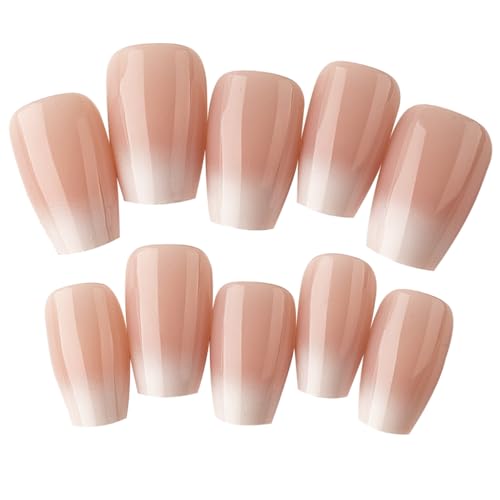 CAZSTYK 240 Spitzen/Box Nägel zum Aufkleben, lange Sarg-Press-on-Nägel für Frauen, rosa und weiß, künstliche Nägel, DIY-Nägel, Kunstdekoration von CAZSTYK