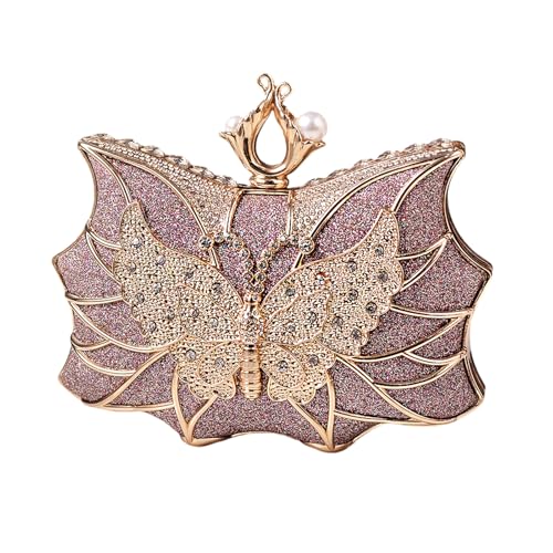 CAZSTYK Anspruchsvolle Braut Abend Geldbörse mit Blumen Schmetterling Dekoration Schultertasche Handtasche für elegante Abende Abend Clutch Bag, C, One Size von CAZSTYK
