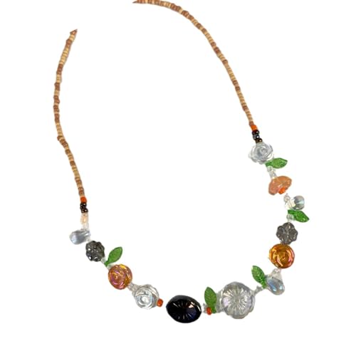 CAZSTYK Anspruchsvolle Halskette mit floralen Perlen, leicht, 13 g, verstellbare Kette, natürlicher Stil, Schmuck, von der Natur inspirierter Perlenschmuck von CAZSTYK