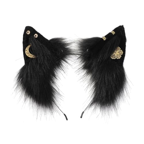 CAZSTYK Cartoon Füchse Ohrform Haarreifen mit goldenen Ohrringen Dekor Haarhalter Cosplay Party Kopfbedeckung für Jugendliche Erwachsene von CAZSTYK