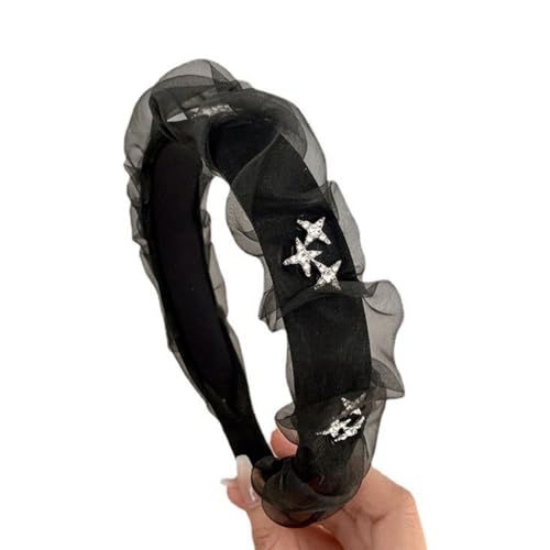 CAZSTYK Damen-Netz-Stirnband, 3 cm breit, Haarband mit Strasssteinen, Sterne, ästhetischer Kopfschmuck, Mädchen, süßes Kopf-Accessoire von CAZSTYK