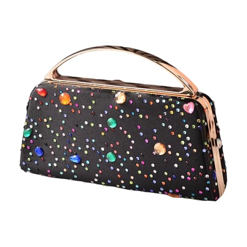 CAZSTYK Elegante Abendtasche mit glitzernden Strasssteinen Schultertaschen Kette Handtasche Abendessen Tasche für Partys und Hochzeiten Elegante Handtasche, Schwarz , One Size von CAZSTYK