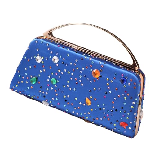 CAZSTYK Elegante Abendtasche mit glitzernden Strasssteinen Schultertaschen Kette Handtasche Abendessen Tasche für Partys und Hochzeiten Elegante Handtasche, blau, One Size von CAZSTYK