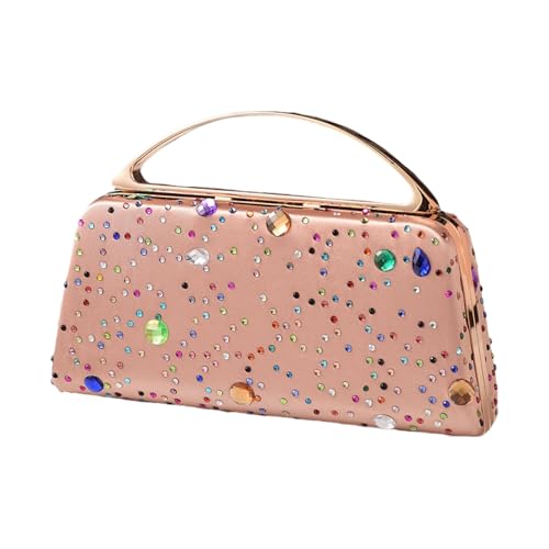 CAZSTYK Elegante Abendtasche mit glitzernden Strasssteinen Schultertaschen Kette Handtasche Abendessen Tasche für Partys und Hochzeiten Elegante Handtasche, champagnerfarben, One Size von CAZSTYK