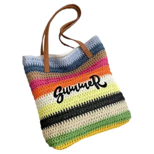 CAZSTYK Freundliche Regenbogen-Strohtasche, leichte und geräumige Handtasche, lässige Schultertaschen, Tragegriff oben, Geldbörse für den täglichen Gebrauch, 4 CAZSTYK Freundliche Regenbogen-Strohtasche, leichte und geräumige Handtasche, lässige Schultertaschen, Tragegriff oben, Geldbörse für den täglichen Gebrauch, 4 von CAZSTYK
