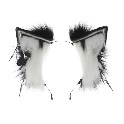 CAZSTYK Haarreif in Punk-Wolf-Ohren-Form, mit baumelnden Schmuckdekorationen, Haarreifen für Erwachsene, Cosplay, Live-Übertragung, Ostern, Party, Kopfschmuck CAZSTYK Haarreif in Punk-Wolf-Ohren-Form, mit baumelnden Schmuckdekorationen, Haarreifen für Erwachsene, Cosplay, Live-Übertragung, Ostern, Party, Kopfschmuck von CAZSTYK