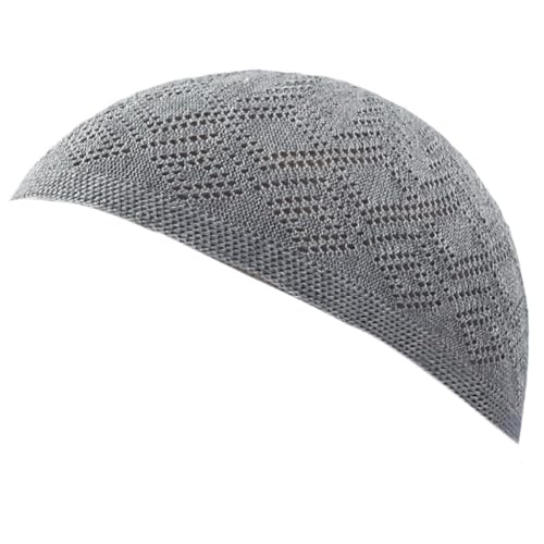 CAZSTYK Islamische Muslime Cototn Kufi Gebetshut Taqiyah Takke Totenkopf Mützen Herren Wrap Kopfkappen Muslime Gebetsmütze, grau, 5-6 von CAZSTYK