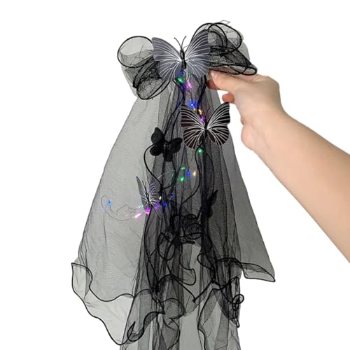 CAZSTYK Leuchtende Rose Stirnband Geisterbraut Schleier Braut Cosplay Kostüm Kopfbedeckung Haarschmuck Halloween Kostüm von CAZSTYK