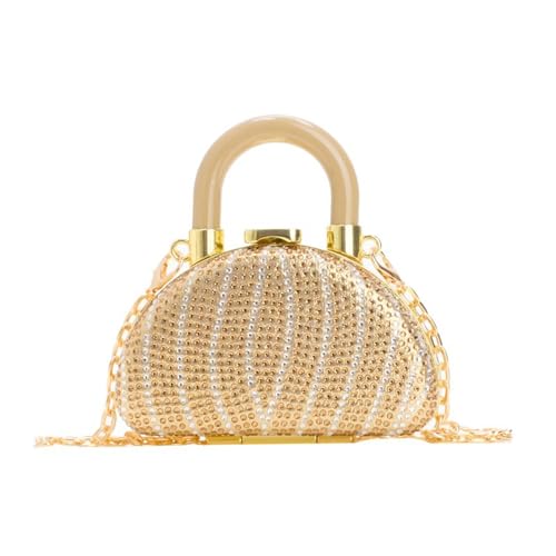CAZSTYK Luxuriöse Tasche mit Strasssteinen, kleine Abendtasche für Hochzeiten und Partys, kompakte Größe, Handtasche, Lippenstift-Etui, kompakte Größe, gold, One Size von CAZSTYK