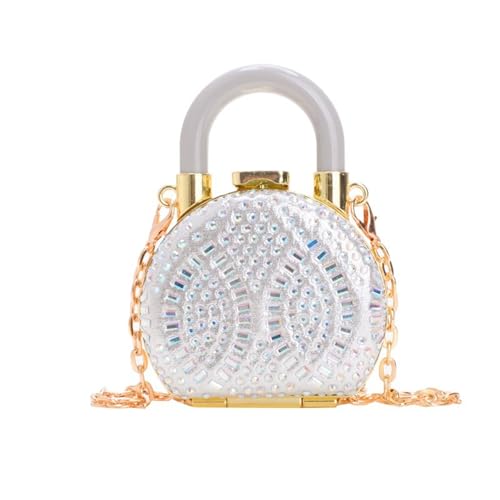 CAZSTYK Luxuriöse Tasche mit Strasssteinen, kleine Abendtasche für Hochzeiten und Partys, kompakte Größe, Handtasche, Lippenstift-Etui, kompakte Größe, silber, One Size von CAZSTYK