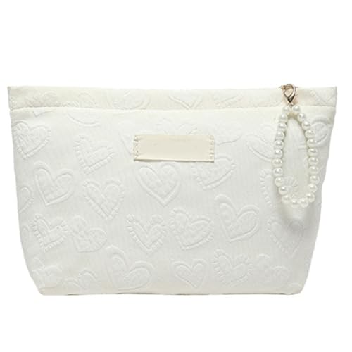 CAZSTYK Make-up-Tasche aus Segeltuch, funktionale Reise-Kosmetiktasche, Kulturbeutel, Organizer, geeignet für verschiedene Anlässe, weiß von CAZSTYK