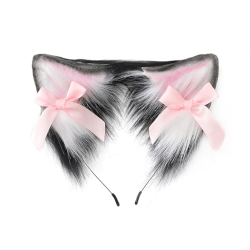 CAZSTYK Punk-Ohren-Form-Stirnband mit Mini-Schleife, Haarreifen für Erwachsene, Cosplay, Live-Übertragung, Ostern, Party, Kopfschmuck von CAZSTYK