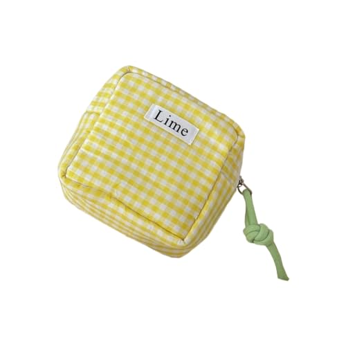 CAZSTYK Reise-Aufbewahrungstasche aus Baumwolle im japanischen Stil, Retro-Handtaschen, Damen-Make-up-Taschen, gelb von CAZSTYK