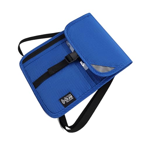 CAZSTYK Reise-Halstasche, Brustbeutel mit RFID-blockierendem Familienpasshalter für einfaches Reisen, einfaches Design, für Männer und Frauen, Reisetasche, Reisepass und Dokumente, blau, One Size von CAZSTYK