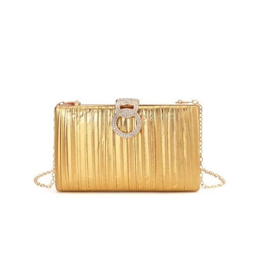 CAZSTYK Stilvolle Umhängetasche mit Strasssteinen besetzt, Abendtasche, kompakte Größe, mehrere Fächer, Strass-Verschluss, gold, One Size von CAZSTYK