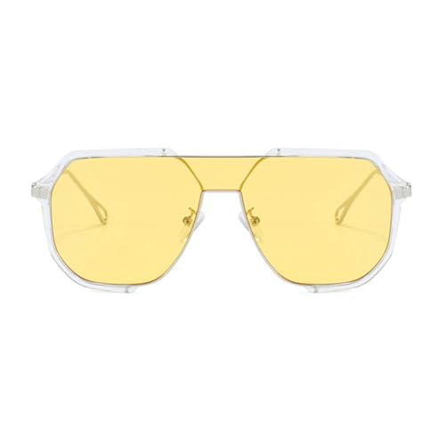 CAZSTYK Stoßfeste Sonnenbrille, bequem, winddicht, mit mehreren Farbauswahlen, trendiger Metallrahmen, Transparentes Gelb T von CAZSTYK