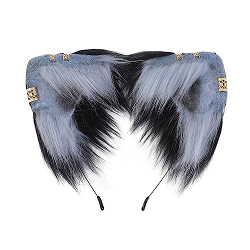 CAZSTYK Süßer Stil Mädchen Foto Haarband mit goldenen Ohren Nieten Dekoren Ohr Stirnbänder Cartoon Cosplay Dienstmädchen Haarreifen von CAZSTYK