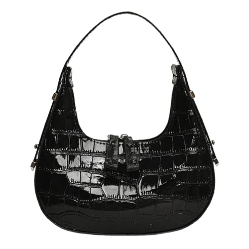 CAZSTYK Trendige Abendtasche Party Schultertasche PU Leder Handtasche Glänzende Oberfläche Unterarmtasche für verschiedene Anlässe PU Leder Geldbörse, Schwarz , One Size von CAZSTYK