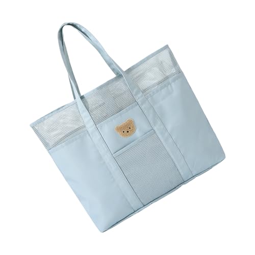 Cartoon Bear Mummy Bag Travel Carrying Case Lightweight and Multifunctional Portable Organizer Handbag for Outdoor Travel Hand Bag, hellblau von CAZSTYK