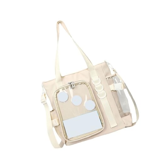 Frauen Japanische High School Mädchen Schulter Crossbody Tasche Casual Einfache Mode Ästhetische Handtasche Transparent Süß Itabag Transparent Itabag Umhängetasche, beige, One Size von CAZSTYK