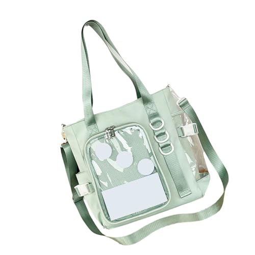Frauen Japanische High School Mädchen Schulter Crossbody Tasche Casual Einfache Mode Ästhetische Handtasche Transparent Süß Itabag Transparent Itabag Umhängetasche, grün, One Size von CAZSTYK