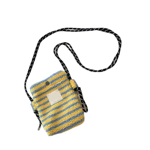 Fuzzy Umhängetasche mit einzigartigem, buntem Punkt-Design, Umhängetasche für Mode-Enthusiasten und Profis, einzigartiges Design, Gelbe und blaue Streifen, One Size von CAZSTYK