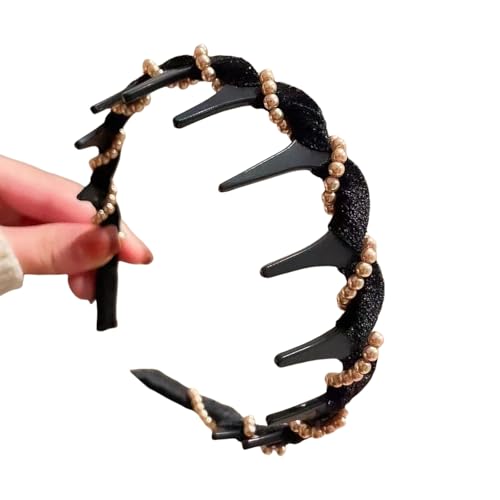 Haarreif mit glitzernden Strasssteinen und rutschfesten Zähnen, sichere Passform, hochgewölbtes Stirnband für den täglichen Gebrauch, leichtes Haarstyling-Kopfstück von CAZSTYK