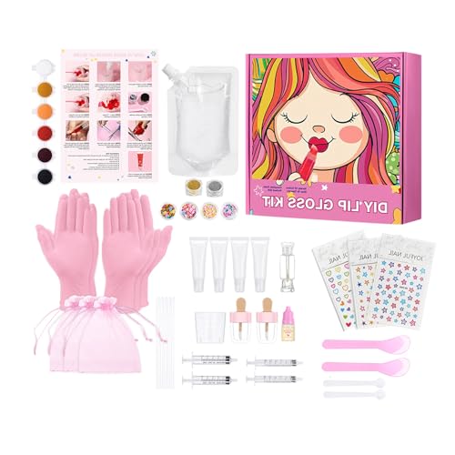 Handcraft Lipgloss-Kits Set mit Zubehör für Mädchen und Tweens, feuchtigkeitsspendende Glitzer, Lippen-Kits für kreative Projekte, Bastelbedarf für Kinder von CAZSTYK