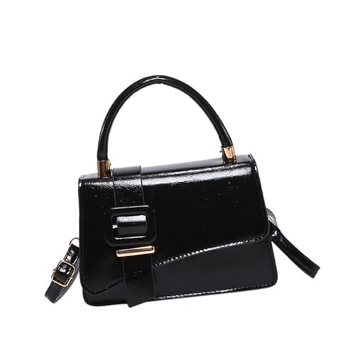 Mehrzweck-Damen-Crossbody-Handtasche mit langem verstellbarem Riemen und Tragegriff oben, PU-Leder, kleine Umhängetasche, Geldbörse, moderne Damen-Umhängetasche, Schwarz , One Size von CAZSTYK