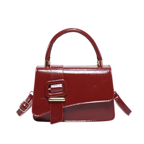 Mehrzweck-Damen-Crossbody-Handtasche mit langem verstellbarem Riemen und Tragegriff oben, PU-Leder, kleine Umhängetasche, Geldbörse, moderne Damen-Umhängetasche, rot, One Size von CAZSTYK