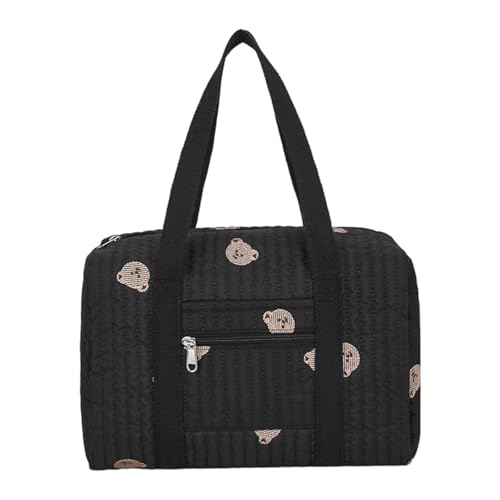 Modische Elterntasche aus Polyester, Wickeltasche, Handtasche mit Griff, genießen Sie schnellen Zugriff auf Notwendigkeiten, Reise-Windel-Organizer, Bear Black von CAZSTYK