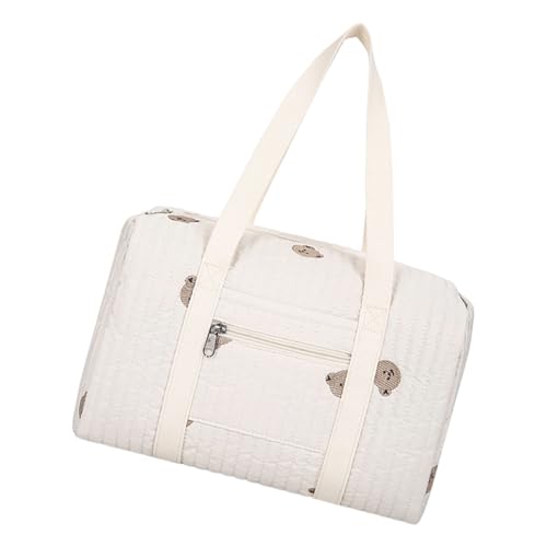 Modische Elterntasche aus Polyester, Wickeltasche, Handtasche mit Griff, genießen Sie schnellen Zugriff auf Notwendigkeiten, Reise-Windel-Organizer, Bear White von CAZSTYK