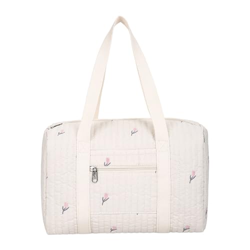 Modische Elterntasche aus Polyester, Wickeltasche, Handtasche mit Griff, genießen Sie schnellen Zugriff auf Notwendigkeiten, Reise-Windel-Organizer, Blumen weiß von CAZSTYK