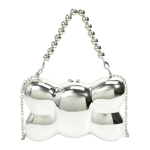 Modische Schmetterlings-Umhängetasche aus Acryl, leichte und luxuriöse Abendtasche mit goldfarbener Kette, für verschiedene Anlässe, trendige Acryl-Handtasche, silber, One Size von CAZSTYK