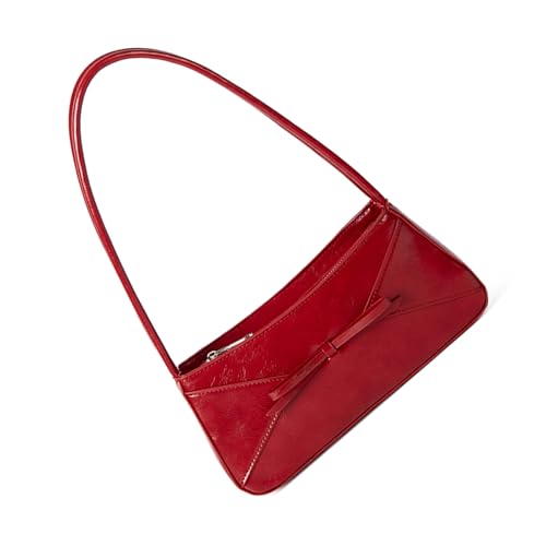 Modische Schultertasche mit praktischer PU-Leder-Abendtasche, lässige Handtasche, Achsel-Geldbörse für Tragemöglichkeit, stilvolle Handtasche, rot, One Size von CAZSTYK
