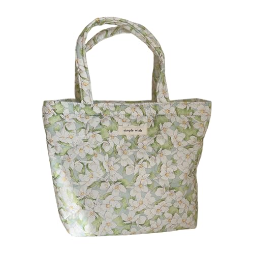 Modische gesteppte Baumwoll-Handtasche mit Blumenmuster für Damen, großes Fassungsvermögen, Tragegriff oben, Schultertasche, Winter-Einkaufstasche, leichte Reisetasche, a, One Size von CAZSTYK