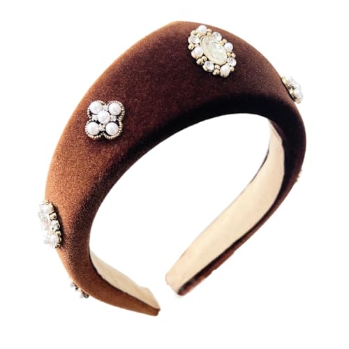Schwarze Plüsch-Stirnbänder im Vintage-Stil, verziert mit weißen Perlen, modischer Haarschmuck für Damen und Mädchen Schwarze Plüsch-Stirnbänder im Vintage-Stil, verziert mit weißen Perlen, modischer Haarschmuck für Damen und Mädchen von CAZSTYK