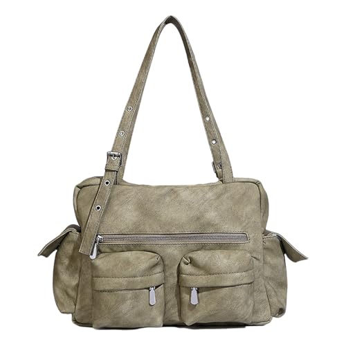 Tragbare Damentasche für Herbst Winter Große Kapazität Schultertaschen PU Leder Unterarm Geldbörse Pendeln Handtasche Utility Umhängetasche, armee-grün, One Size von CAZSTYK