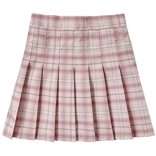 Plissierter Minirock mit hoher Taille, Tennisröcke für Damen und Mädchen, Schuluniform, Kleid mit Shorts, 2T-4XL, Pink, 4X-Groß von CAZUOYI