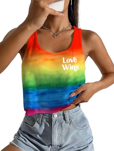 Pride Tanktop für Damen, lesbisches Regenbogen-Shirt, Liebesherz, Grafik-T-Shirt, LGBT Equality Be You, ärmelloses Unterhemd, Rot/Ausflug, einfarbig (Getaway Solids), Klein von CAZYCHILD
