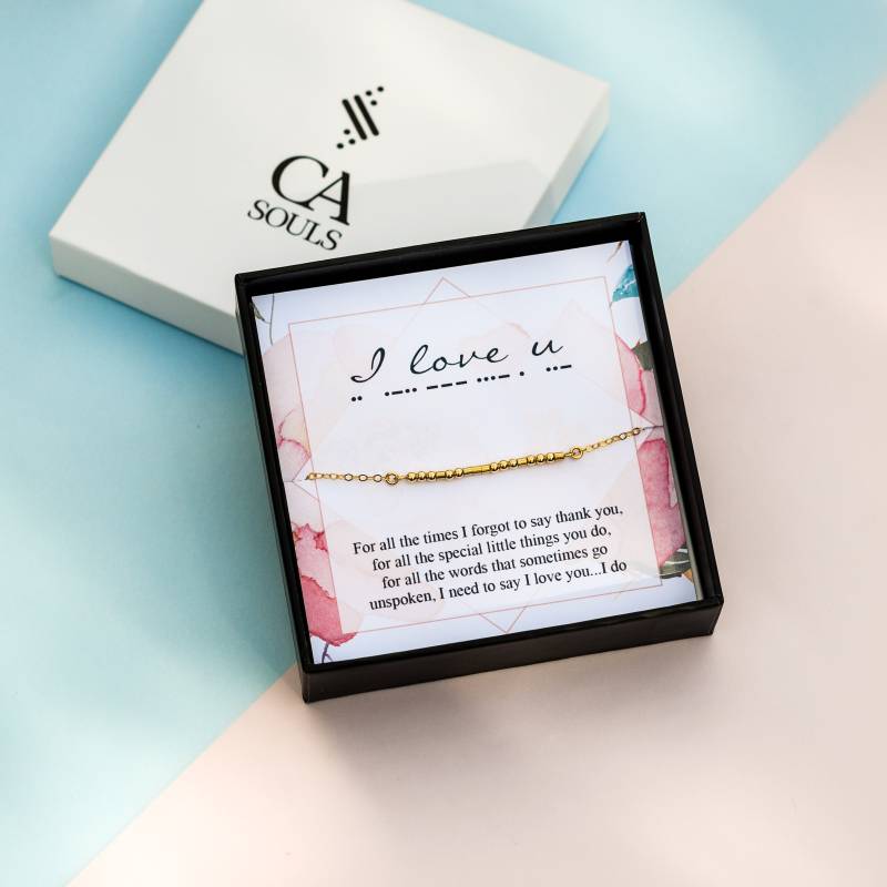 I Love U Morse-Code Armband Und Halskette Valentinstag Geschenk Für Mutter, Oma, Tante Ich Liebe Dich Schmuck V-Day Nachricht 9 I Love U Morse-Code Armband Und Halskette Valentinstag Geschenk Für Mutter, Oma, Tante Ich Liebe Dich Schmuck V-Day Nachricht 9 von CAsouls