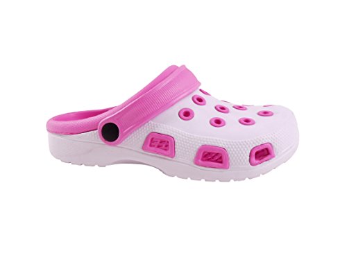 CB Home & Style Damen Herren Clogs Unisex Gartenclog Gartenschuh Hauschuh Größen 36-46 (37, Weiß/Pink) von CB Home & Style