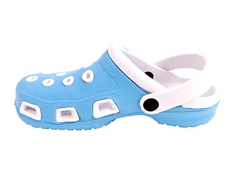 CB Home & Style Damen Herren Clogs Unisex Gartenclog Gartenschuh Hauschuh Größen 36-46 (Blau-Weiß, Numeric_37) von CB Home & Style