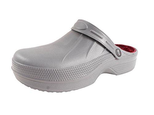 CB Home & Style Damen Winter Clog mit Innenfutter Hausschuhe Pantoffeln gefüttert warm (39, Grau) von CB Home & Style