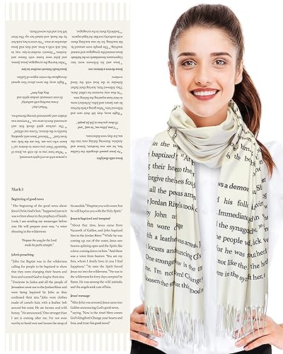 CBC Crown Großer Damen-Schal mit christlichem religiösem Thema, Bibelvers, inspirierender Schal, 71,1 x 198,1 cm, Bibelvers - Creme, 28"x78" von CBC Crown