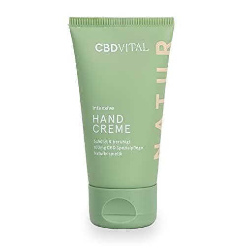 CBD Handcreme - Schnell einziehend für trockene Hände | Naturkosmetik | Wirkt besonders beruhigend bei empfindlicher Haut | 100% vegan | 100 mg Cannabidiol | Für Männer & Frauen | CBDVITAL von CBDVITAL by VITRASAN