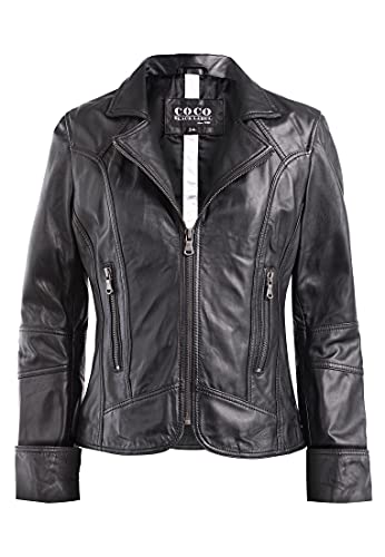 CBL Damen Lederjacke aus Echtleder im klassisches Design, Farbe:schwarz, Größe:46 von CBL